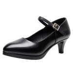 Ecelen escarpins femme  talon haut 5cm ? bout rond ? style classique et lgant ? design noir avec bride ...