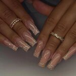 Ecelen faux ongles dors glitter french - ongles press on longs carrs24pcs manucure brillante usage ...