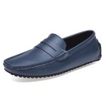 Ecelen mocassins dcontracts pour homme ? enfilage facile ? semelle souple en cuir vritable ? bleu ...