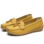 Ecelen mocassins pour femme en cuir verni ? bout rond ? design ajour ? semelle souple antidrapante ...