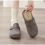 Ecelen mules femme dcontractes ? chaussures plates  enfiler ? sabots mi - ouverts avec boucle mtallique ...