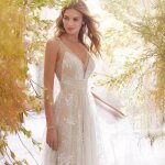 Ecelen robe de marie lgante en dentelle?robe longue avec dcollet en v et trane?robe de crmonie ...