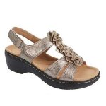 Ecelen sandales compenses dt pour femme - fleurs dcoratives - confortables et antidrapantes - dor ...