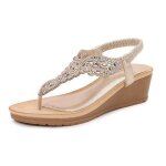 Ecelen sandales compenses t femme ? style bohme - tongs ornes - talon 4 - 10cm - semelle antidrapante ...