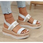 Ecelen sandales compenses femme t ? design  boucle ? confort et style ? blanc