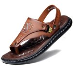Ecelen sandales homme t ? tongs  bout spar ? semelle paisse antidrapante ? bride arrire rglable ...