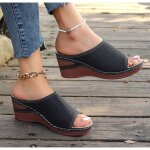 Ecelen sandales mules compenses femme t ? design perfor noir ? semelle antidrapante bicolore ? noir ...
