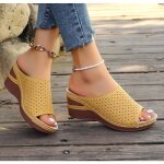 Ecelen sandales mules compenses femme t ? design perfor noir ? semelle antidrapante bicolore ? jaune ...