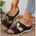 Ecelen sandales à talon compensé confortables pour femmes - chaussures rétro avec boucle métallique pour ... Ecelen sandales à talon compensé confortables pour femmes - chaussures rétro avec boucle métallique pour ...