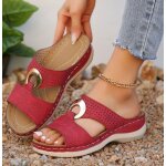 Ecelen sandales  talon compens confortables pour femmes - chaussures rtro avec boucle mtallique pour ...