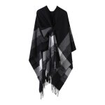 �charpe ch�le cape femme hiver - 1 pi�ce 160x135cm maille surdimensionn�e - noir - convient pour femme ...