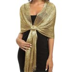 charpe - tole pour femme avec boucle foulards scintillants charpe  franges dores tiquette