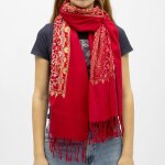 Echarpe  franges famata brode avec des fleurs femme burton of london