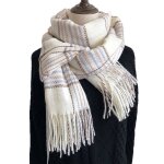 charpe pour hommes et femmes charpe  carreaux chaude et confortable avec frange