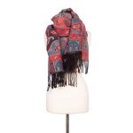 Echarpe jacquard imprim fleurs en rouge et noir 65x180 ivy mixte rodier