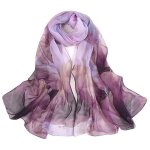 Echarpe soie femme chale femme mousseline de soie elgant retro foulard en soie fine respirant transparent ...