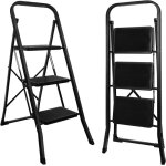 Escabeau 3 marches antidrapants chelles pliable marche pied pliante 3 - level max 150kg acier robust ...