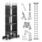 chelle pliante polyvalente 7 en 1 - vevor - avec planche chafaudage barre quilibre hauteur de porte ...