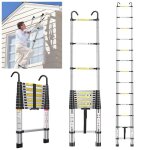 Échelle télescopique 38m en aluminium bricolage pliable avec accoudoir amovible charge maximale 150kg ... Échelle télescopique 38m en aluminium bricolage pliable avec accoudoir amovible charge maximale 150kg ...