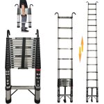 �chelle t�lescopique pliante de acier inoxydable 5m / 16. 4ft avec crochet amovible dayplus capacit� ...