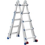 Échelle télescopique teeno 51m aluminium 5x5 marches escamotable roues détachables charge 150kg Échelle télescopique teeno 51m aluminium 5x5 marches escamotable roues détachables charge 150kg