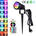 clairage extrieur  piquer rgb spot led 6w ip65 tanche projecteur lampe de jardin avec tlcommande ...