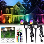 clairage extrieur  piquer rgb spot led 6w ip65 tanche projecteur lampe de jardin avec tlcommande ...