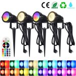 clairage extrieur  piquer rgb spot led 6w ip65 tanche projecteur lampe de jardin avec tlcommande ...