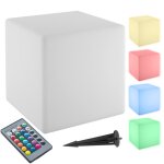 Eclairage - tectake - lampe cube avec ampoule led luminous cube et t�l�commande 12w - blanc - taille ...