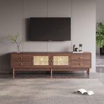 Eco - friendly material armoire tv en bois sombre de 180cm de long avec deux portes en rotin quatre tiroirs ... Eco - friendly material armoire tv en bois sombre de 180cm de long avec deux portes en rotin quatre tiroirs ...
