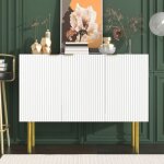 Buffet bahut moderne 1204293cm - 3 portes - tagres rglables - pieds en mtal - blanc