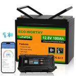 Eco - worthy batterie lithium lifepo4 12v 100ah bluetooth + 12v 20a / 24v 10a chargeur de batterie batterie ...
