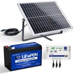 Eco - worthy kit de panneau solaire 25w 12v avec contr�leur 10a et batterie lithium 8ah 12v pour voiture ...