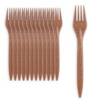 Ecopicnic 100 fourchettes wpc marron fonc� couverts jetables durables pour f�tes �v�nements usage �cologique. ...