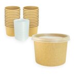Ecopicnic lot de 50 gobelets à soupe 350ml avec couvercles pp revêtement pe jetables et étanches. Ecopicnic lot de 50 gobelets à soupe 350ml avec couvercles pp revêtement pe jetables et étanches.