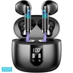 �couteurs sans fil noir bluetooth 5. 4 40h & �cran led 4 mics enc ip7 �tanche son hifi oreillettes intra ...