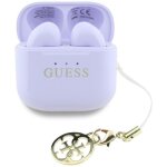 couteurs bluetooth tws guess effet brillant avec logo et breloque classiques imprims (lavande)