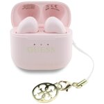 couteurs bluetooth tws guess effet brillant avec logo et breloque classiques imprims (rose)