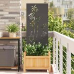 �cran de confidentialit� jardin vidaxl 50 x 140 cm - canisse brise - vue noir floral finition mate