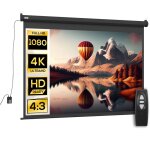 cran de projection - homcom - 100 pouces 4:3 4k hd - motoris et lectrique - panneau de commande et ...