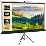 �cran de projection - homcom - 100 pouces 4k hd 16:9 - support tr�pied hauteur r�glable - plastique et ...