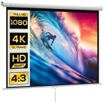 cran de projection - homcom - 84 pouces 4:3 4k hd - pour home cinma - fixation mur ou plafond - 181l ...