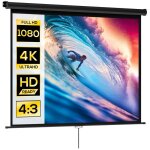 �cran de projection - homcom - 84 pouces 4:3 4k hd - pour home cin�ma - fixation mur ou plafond - 181l ...