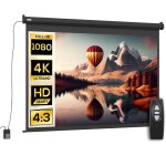 cran de projection - homcom - 84 pouces 4:3 4k hd - motoris et lectrique - panneau de commande et ...