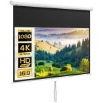 cran de projection homcom tv et home cinma de 80 pouces 16:9 4k hd fixation mural ou plafond 187 x ...