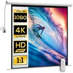 cran de projection motoris - homcom - 85 pouces - 4k hd lectrique montage mural ou plafond panneau ...