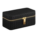 Ecrin - helloshop26 - bote  montre de voyage - 3 places - pu gaufr - noir 10x20x9 cm