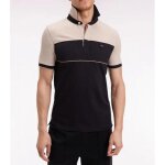 Eden park - polo bicolore manches courtes en piqu� coton stretch noir coupe slim - noir - xxl
