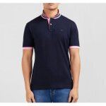 Eden park - polo bleu marine en coton pima avec dtails contrasts - bleu marine - xl