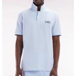 Eden park - eden park - polo � manches courtes en coton ciel broderie ton sur ton coupe d�contract�e ...